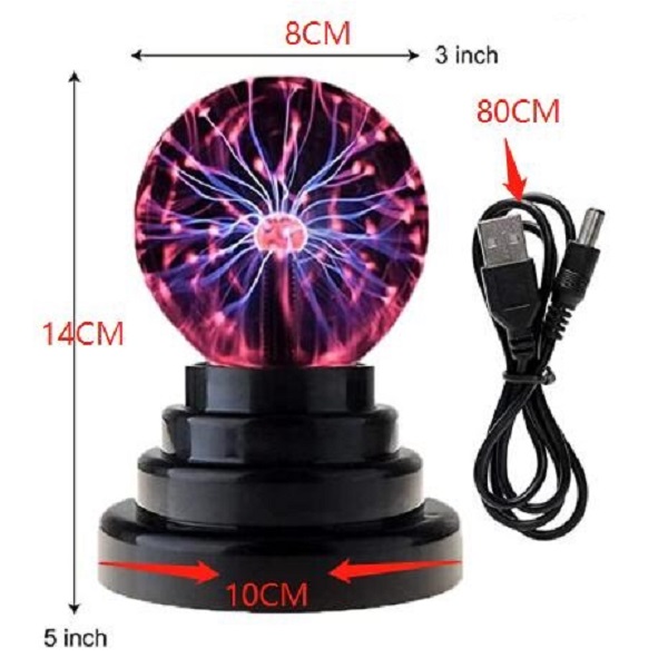 PLASMA GLOBE BALL LIGHT GLOWING TABLE LAMP SOUND TOUCH ACTIVATED NOVELTY RETRO FUN TOY GADGET XMAS GIFT DESK